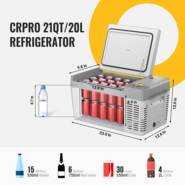 CRPRO20 21 Quart 12V Portable Car Refrigerator/Freezer