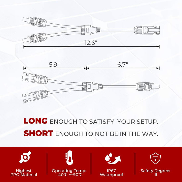 BougeRV Solar Extension Cable and 1 Pair of Solar Y Branch Parallel Connectors